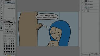 Making Of - Blue Haired Slut Humaliates Tiny Cock and Sucks It (Speed Paint)