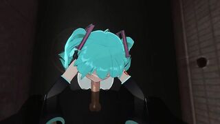 3D HENTAI POV Hatsune Miku sucks your cock hard until you cum