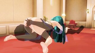 3D HENTAI Blue hair girl fucks in 69 position
