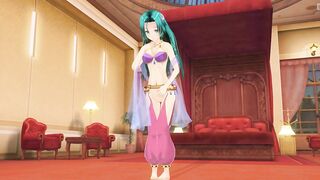 3D HENTAI Girl with blue hair masturbates her pussy and cums
