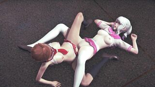 girls rub pussies in the school corridor and cum together