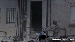 Busty 3D cartoon babe getting fucked hard by a zombie