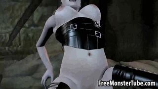 Pale 3D brunette babe getting fucked hard by an orconverted-high 1