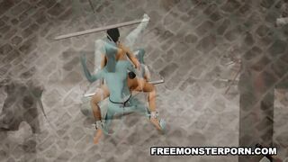 Tied Up 3D Dyke Fucked with a Strapon