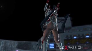 An alien gets fucked by spacewoman in spacesuit with strapon