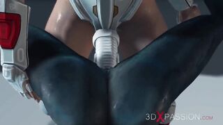 An alien gets fucked by spacewoman in spacesuit with strapon