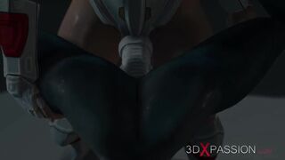 An alien gets fucked by spacewoman in spacesuit with strapon