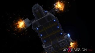 An alien gets fucked by spacewoman in spacesuit with strapon