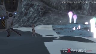 An alien gets fucked by spacewoman in spacesuit with strapon