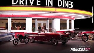 Affect3D - Futanari lesbian sex in a restaurant