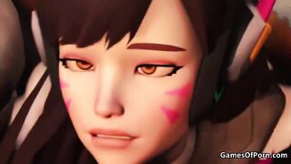 Overwatch Mercy D.Va Genji Threesome