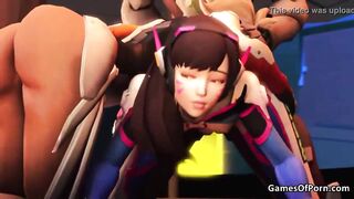 Overwatch Mercy D.Va Genji Threesome