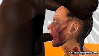 Foxy 3D Zombie Babe Taking Black Cock