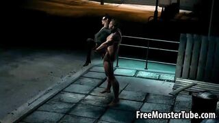 3D Catwoman getting fucked outdoors by Wolverine