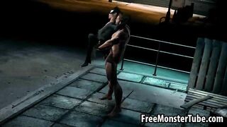 3D Catwoman getting fucked outdoors by Wolverine