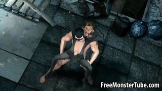 3D Catwoman getting fucked outdoors by Wolverine