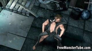 3D Catwoman getting fucked outdoors by Wolverine