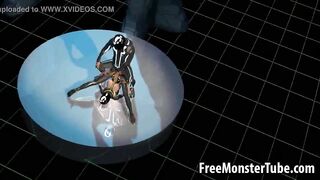 Busty 3D cartoon Tron babe getting fucked hard