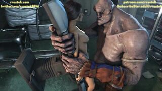 Lara Croft getting face fucked by Coach and then b. rough sex with Cyclop