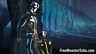 3D cartoon Tron babe sucks cock and gets fucked