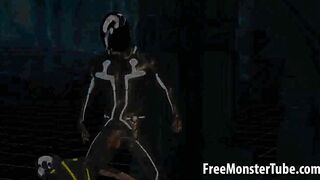 3D cartoon Tron babe sucks cock and gets fucked