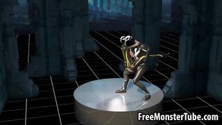 3D cartoon Tron babe sucks cock and gets fucked