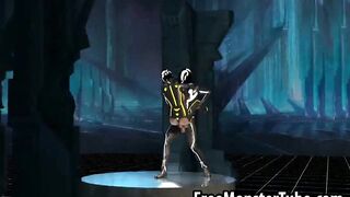 3D cartoon Tron babe sucks cock and gets fucked