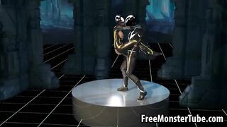 3D cartoon Tron babe sucks cock and gets fucked
