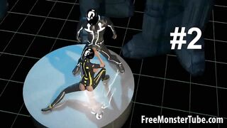 3D cartoon Tron babe sucks cock and gets fucked
