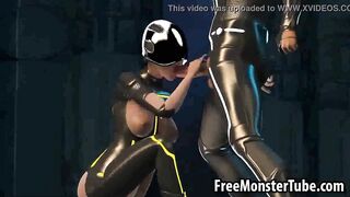 3D cartoon Tron babe sucks cock and gets fucked