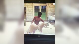 Sexy sim takes big black cock