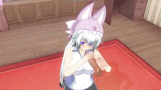 3D HENTAI Step sister gently jerks off her stepbrother's cock