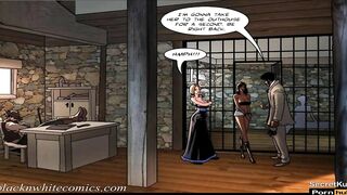 True Dick pt. 7 - Handcuffed Ebony babe Doggystyle BBC Fuck Outside - Public Cartoon Comic Porn