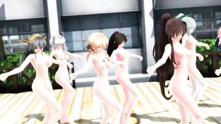 【MMD】Girls modified version in the courtyard【R-18】