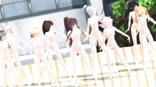 【MMD】Girls modified version in the courtyard【R-18】