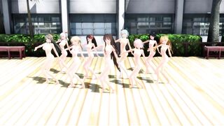 【MMD】Girls modified version in the courtyard【R-18】