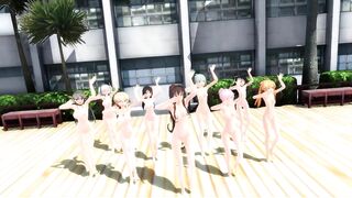 【MMD】Girls modified version in the courtyard【R-18】