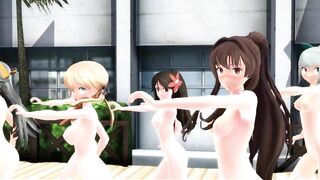【MMD】Girls modified version in the courtyard【R-18】