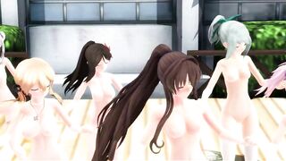 【MMD】Girls modified version in the courtyard【R-18】