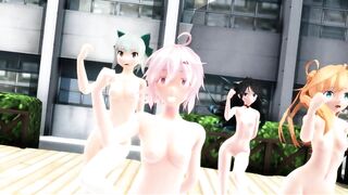 【MMD】Girls modified version in the courtyard【R-18】
