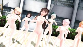 【MMD】Girls modified version in the courtyard【R-18】