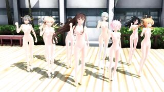 【MMD】Girls modified version in the courtyard【R-18】