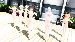 【MMD】Girls modified version in the courtyard【R-18】