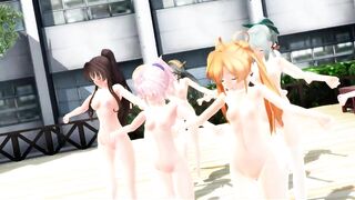 【MMD】Girls modified version in the courtyard【R-18】