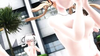 【MMD】Girls modified version in the courtyard【R-18】