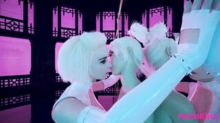 Pretty Faced Blonde Futa Girls' First Monster Cock Experience