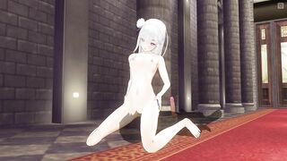 3D HENTAI Emilia loves to cum from tongue