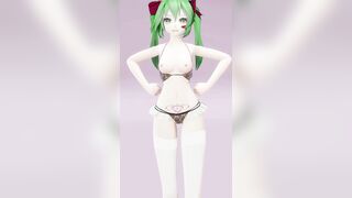 Hatsune Love Cycle Vertical Screen - Undress Dance Nude 3D Dark Green Hair Color Edit smixix