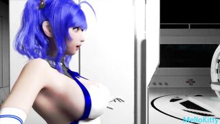 Elf Faced Asian Racing Model Fucks Monster Cock - First Tied Up BDSM Gangbang