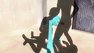 3D HENTAI Miku triple penetration